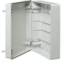 Scatola derivazione IP56 380x300x120mm pareti lisce coperchio cieco grigio RAL 7035 per installazioni a parete