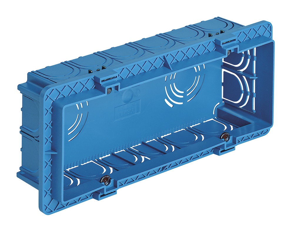 Scatola da incasso rettangolare unificata 6/7 moduli per pareti in muratura azzurro  