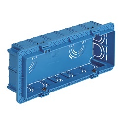 Scatola da incasso rettangolare unificata 6/7 moduli per pareti in muratura azzurro  