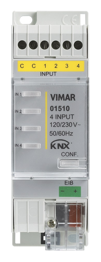 Ingresso binario 4 canali 120-230V digitale programmabile KNX guida DIN