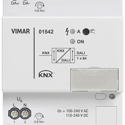 Gateway DALI KNX 1 canale 64 lampade 16 gruppi montaggio guida DIN