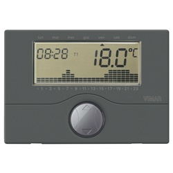 Cronotermostato elettronico batteria parete antracite controllo temperatura riscaldamento condizionamento programmazione settimanale