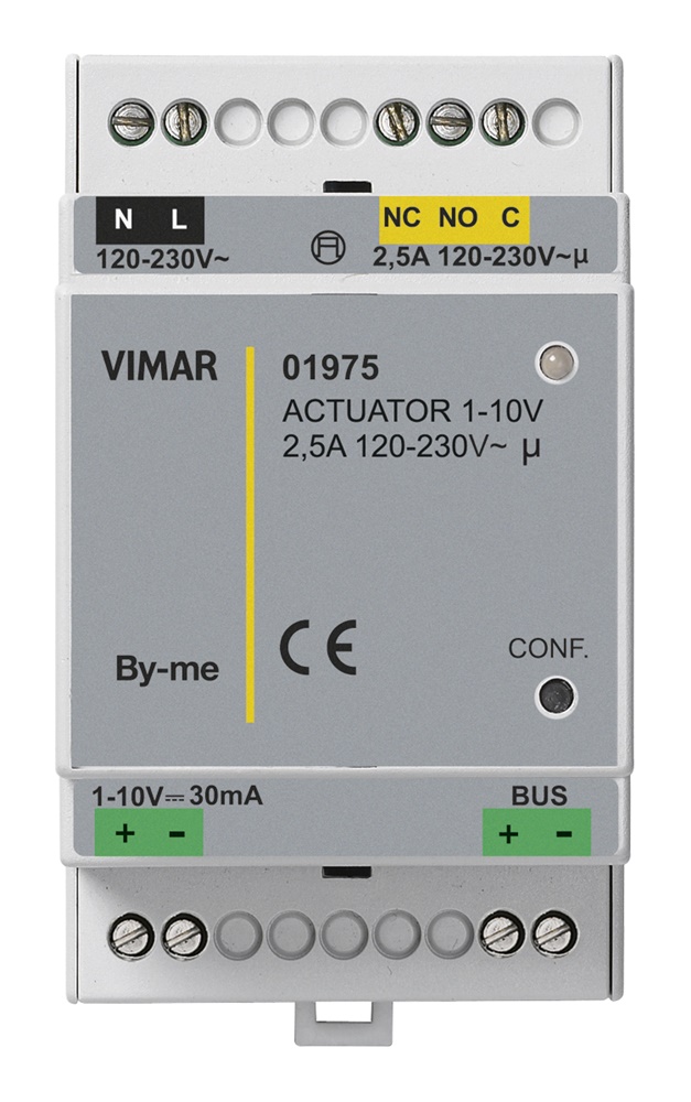 Attuatore 1-10Vdc LED 120-230V uscita relè 2,5A installazione guida DIN applicazioni marine