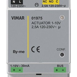 Attuatore 1-10Vdc LED 120-230V uscita relè 2,5A installazione guida DIN applicazioni marine