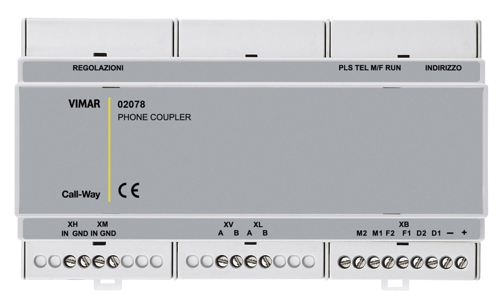 Accoppiatore telefonico 24 Vdc montaggio su guida DIN 9 moduli 17,5 mm