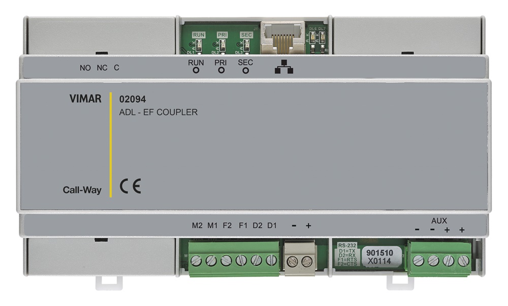 Accoppiatore linea ADL-EF gestione Ethernet fonia 24Vdc montaggio guida DIN 9 moduli