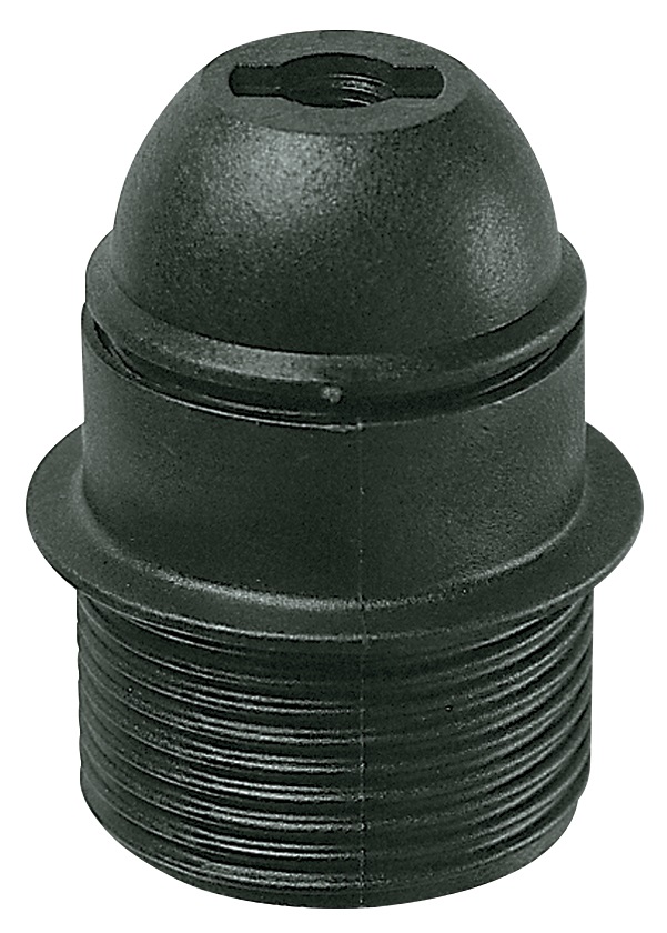 Portalampade E27 con cappuccio filettato e camicia parzialmente filettata nero 