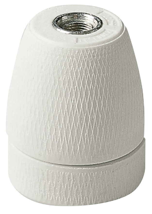 Portalampada E27 porcellana bianco M10x1 con blocco antisvitamento uso elettrico