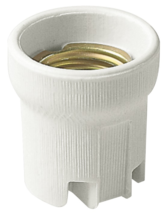 Portalampada E27 porcellana bianco cilindrico ø43mm fissaggio 18mm uso elettrico