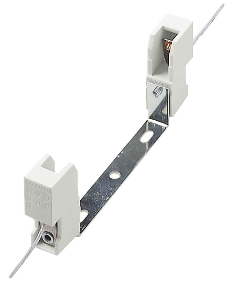 Portalampada blocchetto steatite 8A 250V attacco R7s per lampade alogene 300-500W con cavo teflon 200mm e staffa fissaggio a U temperatura fino 350°C
