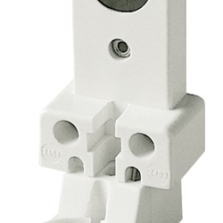 Portalampada fluorescente G13 a vite con portastarter, contatti ottone, fissaggio a vite, uso elettrico fino 80°C, bianco