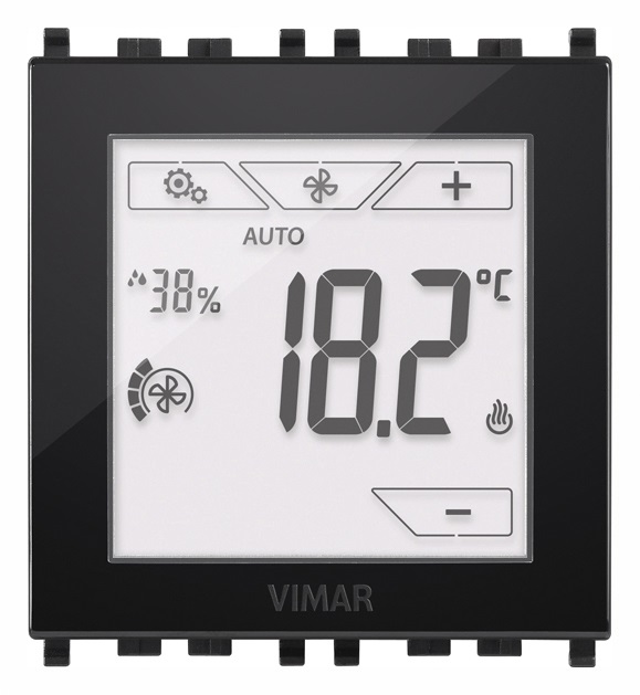 Termostato touch domotico 2M nero 