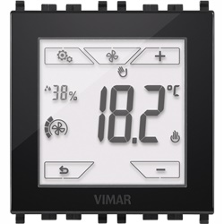 Termostato touch KNX 2 moduli nero controllo temperatura ambiente riscaldamento condizionamento domotica standard