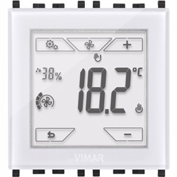 Termostato touch KNX 2 moduli bianco controllo temperatura ambiente riscaldamento e condizionamento domotica standard