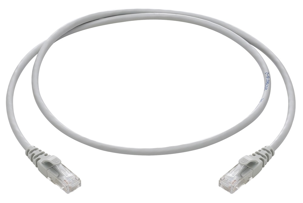 Cordone RJ45 Cat5e U/UTP 1m cavo 4 coppie 24 AWG guaina PVC grigio rete dati