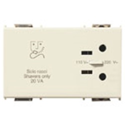 Presa per rasoio 230V con trasformatore isolamento 20 VA, uscita 120V e 230V, 3 moduli speciale, uso domestico e commerciale