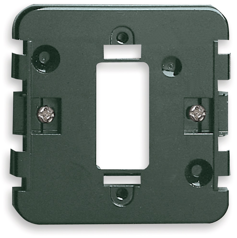 Supporto 1 modulo con griffe per scatole incasso rotonde ø60 mm nero