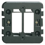 Supporto 2 moduli con griffe per scatole incasso rotonde ø60 mm nero