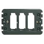 Supporto 3 moduli standard con viti per scatole da incasso rettangolari unificate nero