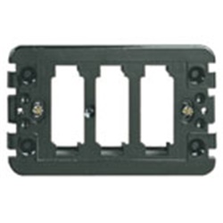 Supporto 3 moduli standard con viti per scatole da incasso rettangolari unificate nero