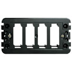 Supporto 4 moduli standard con viti per scatole incasso rettangolari nero