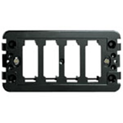 Supporto 4 moduli standard con viti per scatole incasso rettangolari nero