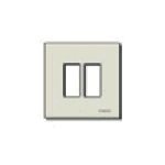 Placca 2 moduli alluminio oro fissaggio a scatto per scatole incasso rotonde ø60 mm