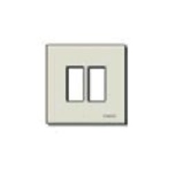 Placca 2 moduli alluminio oro fissaggio a scatto per scatole incasso rotonde ø60 mm