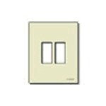 Placca 2 moduli resina avorio fissaggio a scatto per scatole incasso rotonde ø60 mm