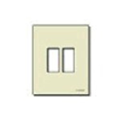 Placca 2 moduli resina avorio fissaggio a scatto per scatole incasso rotonde ø60 mm