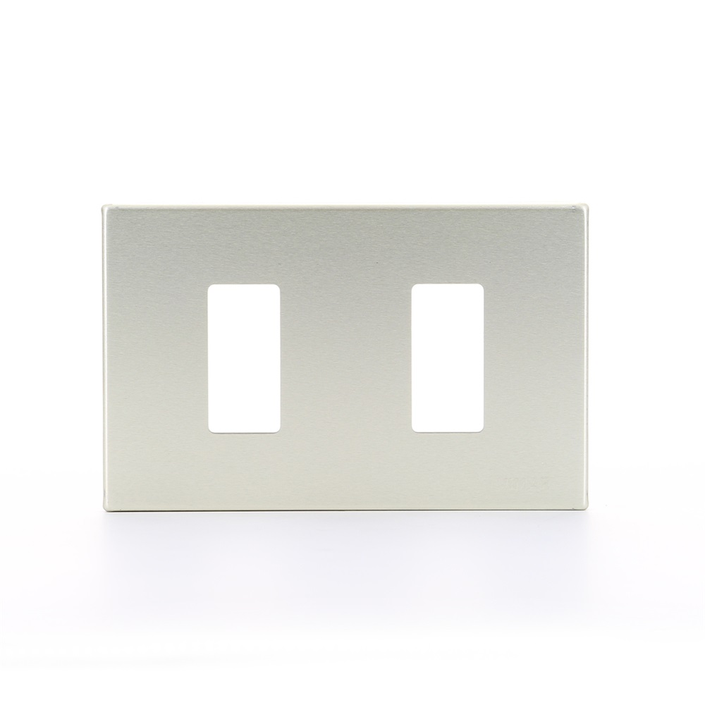 Placca 2 moduli standard in alluminio a scatto oro   