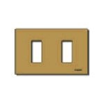 Placca 2 moduli alluminio anodizzato bronzo per scatole incasso rettangolari fissaggio a scatto