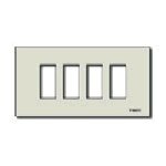 Placca 4 moduli alluminio anodizzato scatto oro per scatole incasso rettangolari
