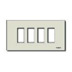 Placca 4 moduli alluminio anodizzato scatto oro per scatole incasso rettangolari