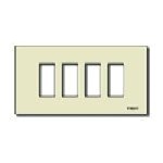 Placca 4 moduli resina avorio fissaggio a scatto per scatole incasso rettangolari