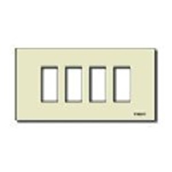 Placca 4 moduli resina avorio fissaggio a scatto per scatole incasso rettangolari