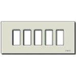 Placca 5 moduli alluminio anodizzato oro fissaggio a scatto per scatole incasso