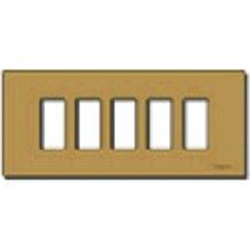 Placca 5 moduli alluminio anodizzato bronzo scatto per scatole incasso rettangolari