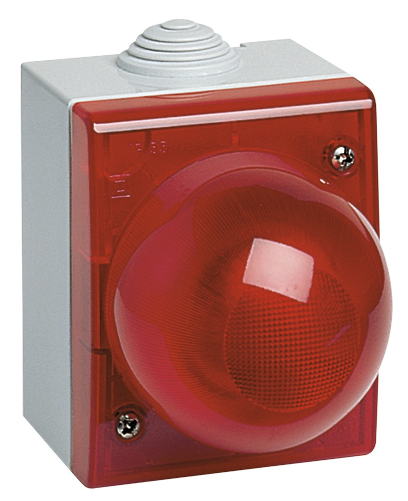 Segnalatore luminoso IP55 diffusore rosso per lampada tubolare E14 10W da parete