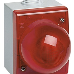 Segnalatore luminoso IP55 diffusore rosso per lampada tubolare E14 10W da parete