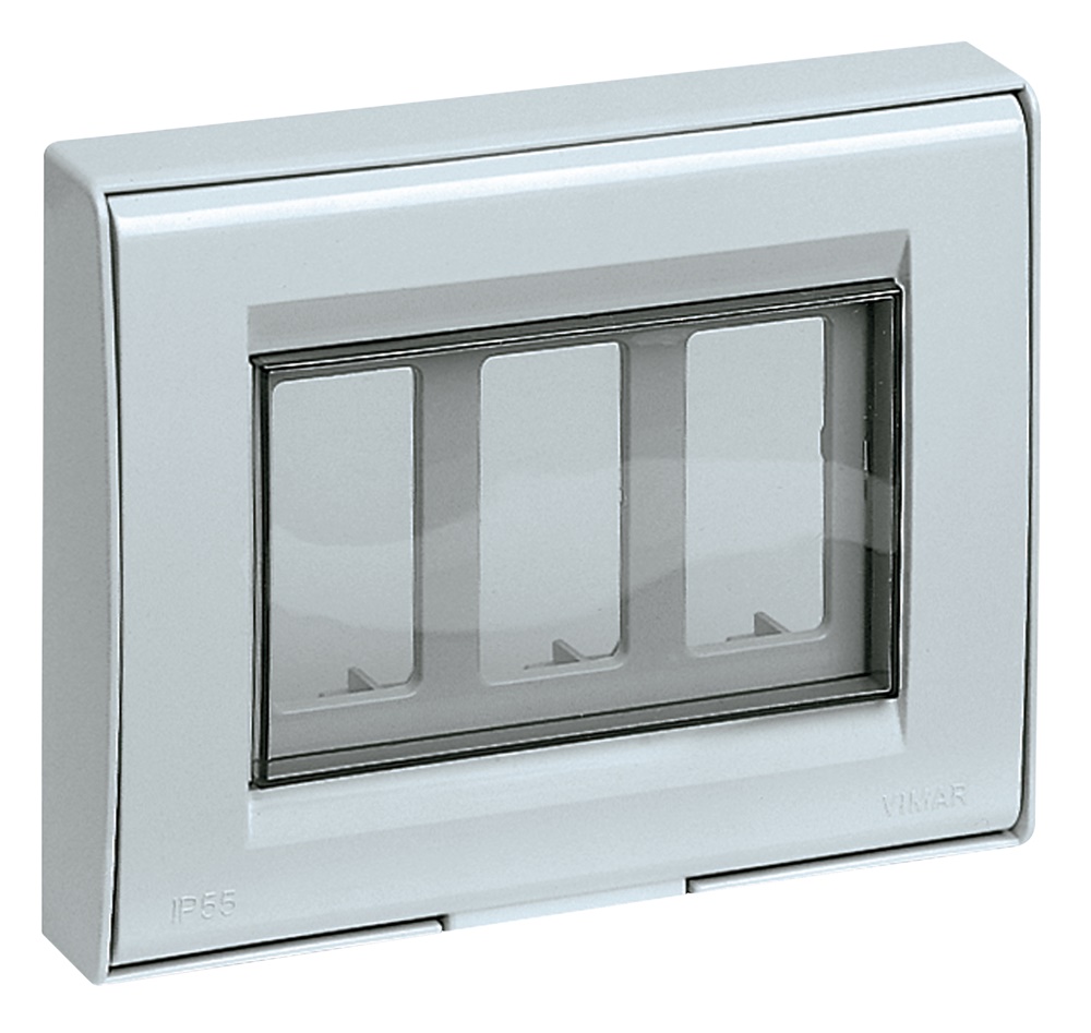 Calotta IP55 3 moduli 8000 grigio RAL 7035 per apparecchiature elettriche protezione IP55