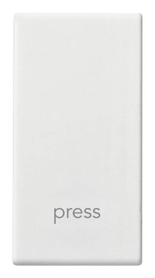 Tasto intercambiabile 1 modulo simbolo PRESS illuminabile bianco per impianti elettrici