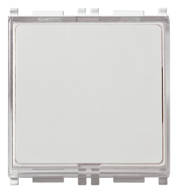Pulsante targhetta 1P NO 10A 250V bianco illuminabile 2 moduli per lampada E10