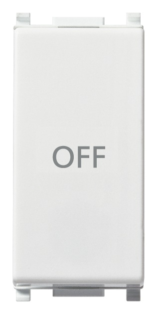Pulsante 1P 10A 250V NO+NC simbolo OFF colore bianco per comando elettrico