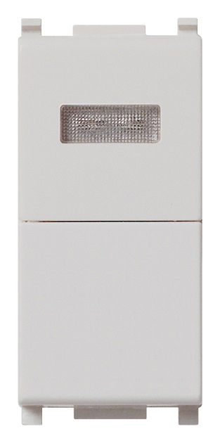 Pulsante 1P NO 10A + spia bianca Silver Plana 