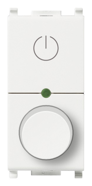 Dimmer universale rotativo 230V per lampade LED, CFL, incandescenza, comando ON/OFF, regolazione intensità, bianco