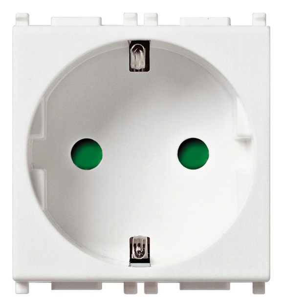Presa SICURY 2P+T 16A 250V standard tedesco bianco 2 moduli