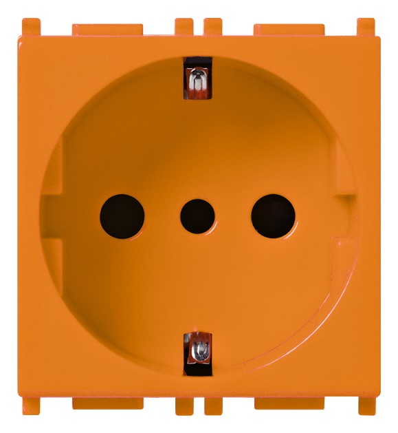 Presa elettrica 2P+T 16A P30 arancione 250V standard italiano 2 moduli