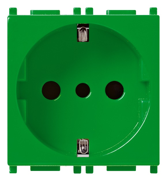 Presa 2P+T 16A 250V tipo P30 verde standard italiano 2 moduli