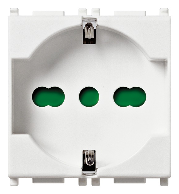 Presa 2P+T 16A universale antibatterico bianco 2 moduli standard italiano